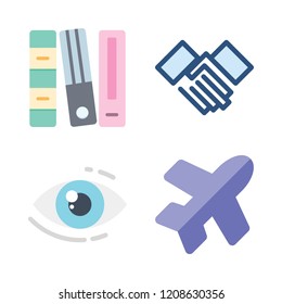 corporate icon set. vector set about file, handshake, vision and flight icons set.