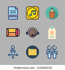 corporate icon set. vector set about id, folder, music folder icon and employee icons set.