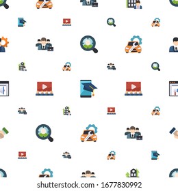 corporate icons pattern seamless. Included editable flat Target Audience, SiteMap, Business Company, business people, Audience, Car repair service icons. corporate icons for web and mobile.