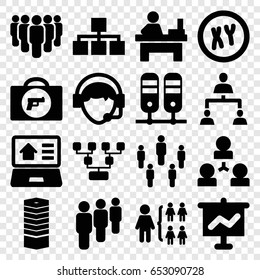 Corporate icons set. set of 16 corporate filled icons such as briefcase with weapon, business centre, table, structure, operator, real estate on laptop, group, xy