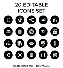 Corporate icons. set of 20 editable filled corporate icons such as business centre, business center building, handshake. best quality corporate elements in trendy style.
