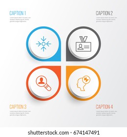 Corporate Icons Set. Collection Of Authentication, Human Mind, Open Vacancy And Other Elements. Also Includes Symbols Such As Solving, Find, Job.