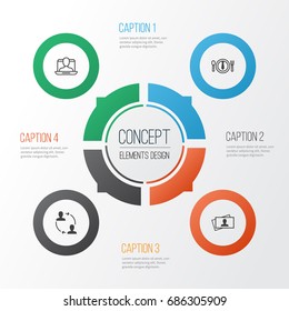 Corporate Icons Set. Collection Of Calling Card, Dinner, Social Profile And Other Elements. Also Includes Symbols Such As Cooperation, Social, Dinner.