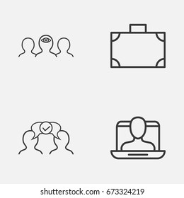 Corporate Icons Set. Collection Of Cooperation, Coaching, Portfolio And Other Elements. Also Includes Symbols Such As Profile, Identity, Social.