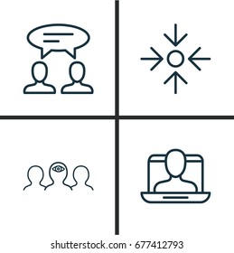 Corporate Icons Set. Collection Of Social Profile, Dialogue, Business Aim And Other Elements. Also Includes Symbols Such As Mark, Communication, Coaching.