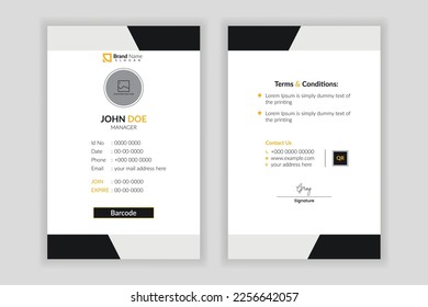 Corporate id card design. Double-sided creative id card template. Office id card. Employee id card.