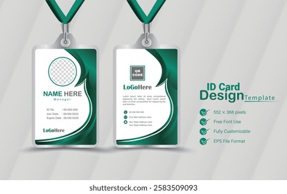 Corporate id card design, office id card design, agency id card design template, vector file, easy editable file with mockup template	