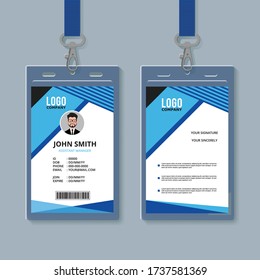 Corporate ID Card Design Template, Simple Green Identity realistic set with male and female photo. Full vector