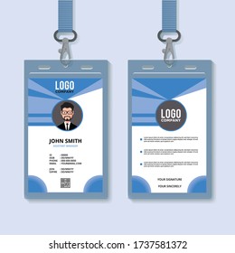Corporate ID Card Design Template, Simple Green Identity realistic set with male and female photo. Full vector