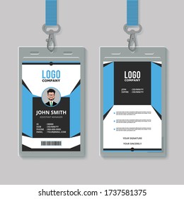 Plantilla de diseño de tarjeta de identificación corporativa, conjunto realista simple de identidad verde con foto de hombre y mujer. vector completo