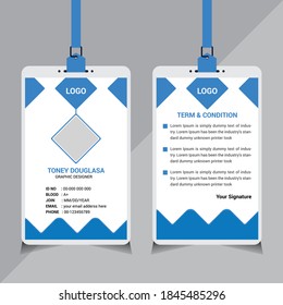 Corporate ID Card Design Template, Modern ID Card Design Template, Blue Color