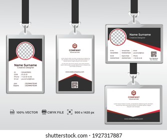 Corporate ID Card Design Template. Modern Horizontal and Clean Black Identity Cards with CMYK colors. Vector EPS 10