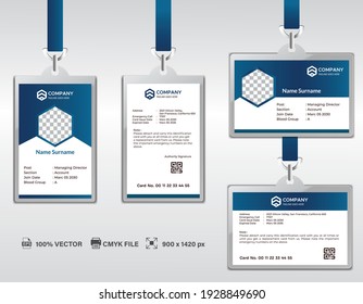 Corporate ID Card Design Template. Modern Horizontal And Clean Blue Identity Cards With CMYK Colors. Vector EPS 10