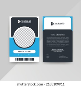 Corporate ID Card Design Template with Blue Color 