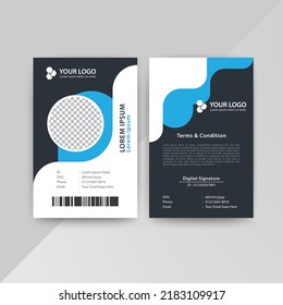 Plantilla de diseño de tarjeta de identificación corporativa con color azul 