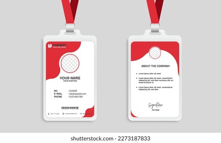 Plantilla de diseño de tarjeta de identificación corporativa, plantilla de placa de identificación de nombre de diseño plano. Diseño de la tarjeta de identificación de empleado. Vector de plantilla de tarjeta de identidad profesional para empleados y otros