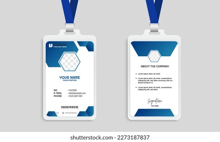 Corporate ID Card Design Template, Flat design name tag badge template. Employee ID Card Design. Professional Identity Card Template Vector for Employee and Others