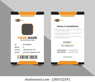 Corporate ID card design template. Simple Id card design template. Elegant business company Id card.