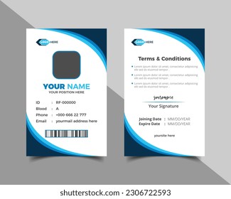 Corporate ID card design template. Simple Id card design template. Elegant business company Id card.