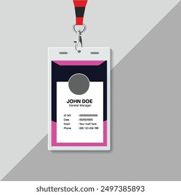 Plantilla de diseño de tarjeta de identificación Corporativa. Moderna Plantilla de tarjeta de identificación limpia. Plantilla de la tarjeta de identificación del empleado de la compañía.
