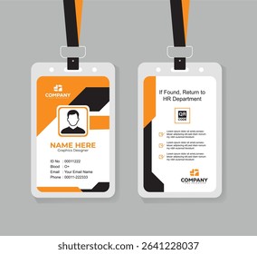 Corporate ID Card Design Template with QR Code for Staff and Business Use