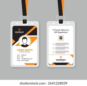 Corporate ID Card Design Template with QR Code for Staff and Business Use