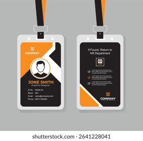 Corporate ID Card Design Template with QR Code for Staff and Business Use