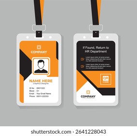 Corporate ID Card Design Template with QR Code for Staff and Business Use