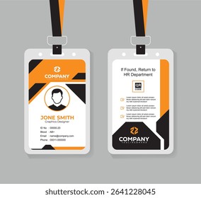Corporate ID Card Design Template with QR Code for Staff and Business Use