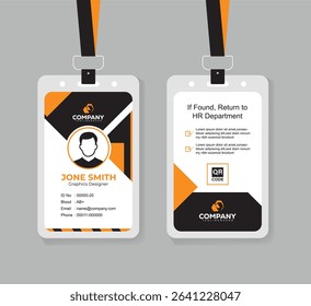Corporate ID Card Design Template with QR Code for Staff and Business Use