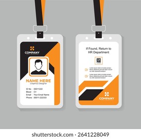 Corporate ID Card Design Template with QR Code for Staff and Business Use