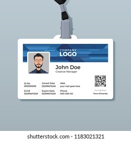 Corporate ID Card Template with Abstract Blue Technology Background