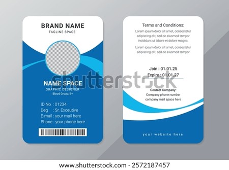 Corporate id card template, Company employee personal Id card template, Corporate Id card is a designed for Any types of company, Professional Identity , Minimal Personal Corporate id card design