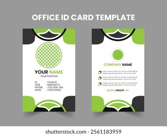 Corporate ID Card Template in Green and Black Colors
Minimalist Office ID Badge Design with Green and Black
Elegant Business ID Card with Green and Black Layout
Customizable Green and Black Office ID.