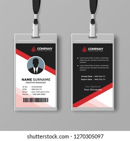 Corporate ID card template with red details
