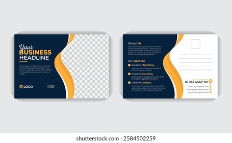Corporate idea Abstract stylish Double sided Landscape poster, creative business solution marketing agency business postcard or modern flyer template
