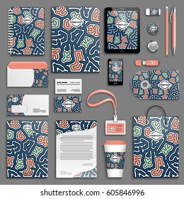 Corporate identity abstract color template set. Business stationery mock-up with logo. Branding design. Colorful geometric background.