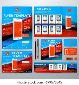 Corporate identity with abstract vector background. Web banner, flyer, leaflet, poster, business card