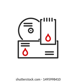 corporate identity brand book outline flat icon. Single high quality outline logo symbol for web design or mobile app. Thin line corporate identity logo.Black and red icon pictogram isolated on white