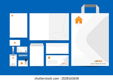 Corporate identity branding template set with Orange and gray themes. Vector illustration