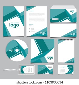 Corporate identity branding template. Vector stationery design with team community social Green background. Business documentation