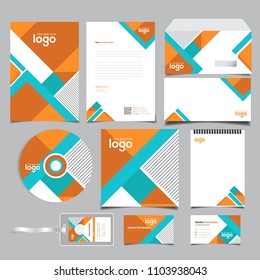 Corporate identity branding template. Vector stationery design with team community social Green background. Business documentation