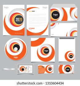 Corporate identity branding template. Vector stationery design with team community social Green background. Business documentation - Vector
