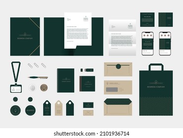 Corporate identity branding template. Vector illustration. Set for a hotel, resort or business company