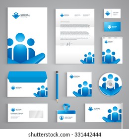 Corporate identity branding template. Vector stationery design with team community social on white background. Business documentation