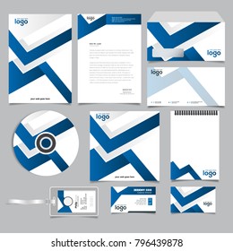 Corporate identity branding template. Vector stationery design with team community social blue abstract background. Business documentation
