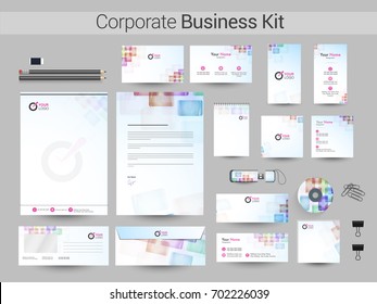 Plantillas de marca de identidad corporativa con un diseño abstracto colorido. Kit de papelería comercial que incluye Cabeza de Carta, Tarjetas de visita, Sobre, etc.