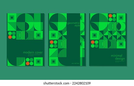 Corporate identity brochure template collection. Business presentation vector A4 vertical orientation front page mock up set. Corporate report cover with abstract geometric illustration