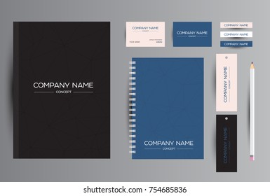 Corporate identity for business. Catalog, cards and notebook design.