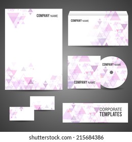 Corporate identity business design. Set: business card, A4-stationary, CD and CD-cover, envelope, banner. Vector file is well organized, grouped, templates with clipping mask, easy editable.